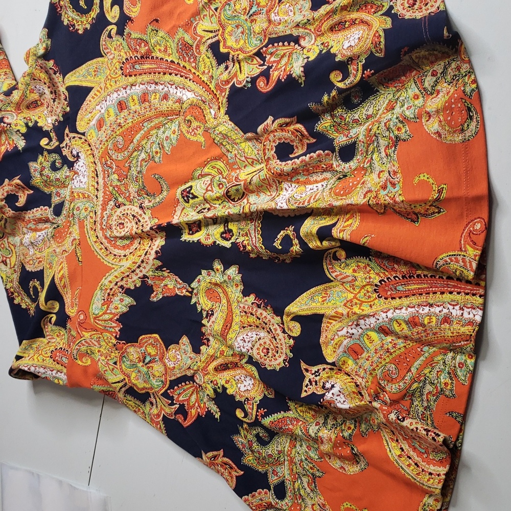 Lauren Ralph Lauren Fit and Flare Paisley JerseyKnit Midi Dress Size S Petite - Picture 14 of 15